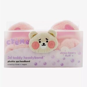 The Crème Shop Straw-Beary 3D Plush Teddy Bear Plushie Spa Headband, NIB / NWT